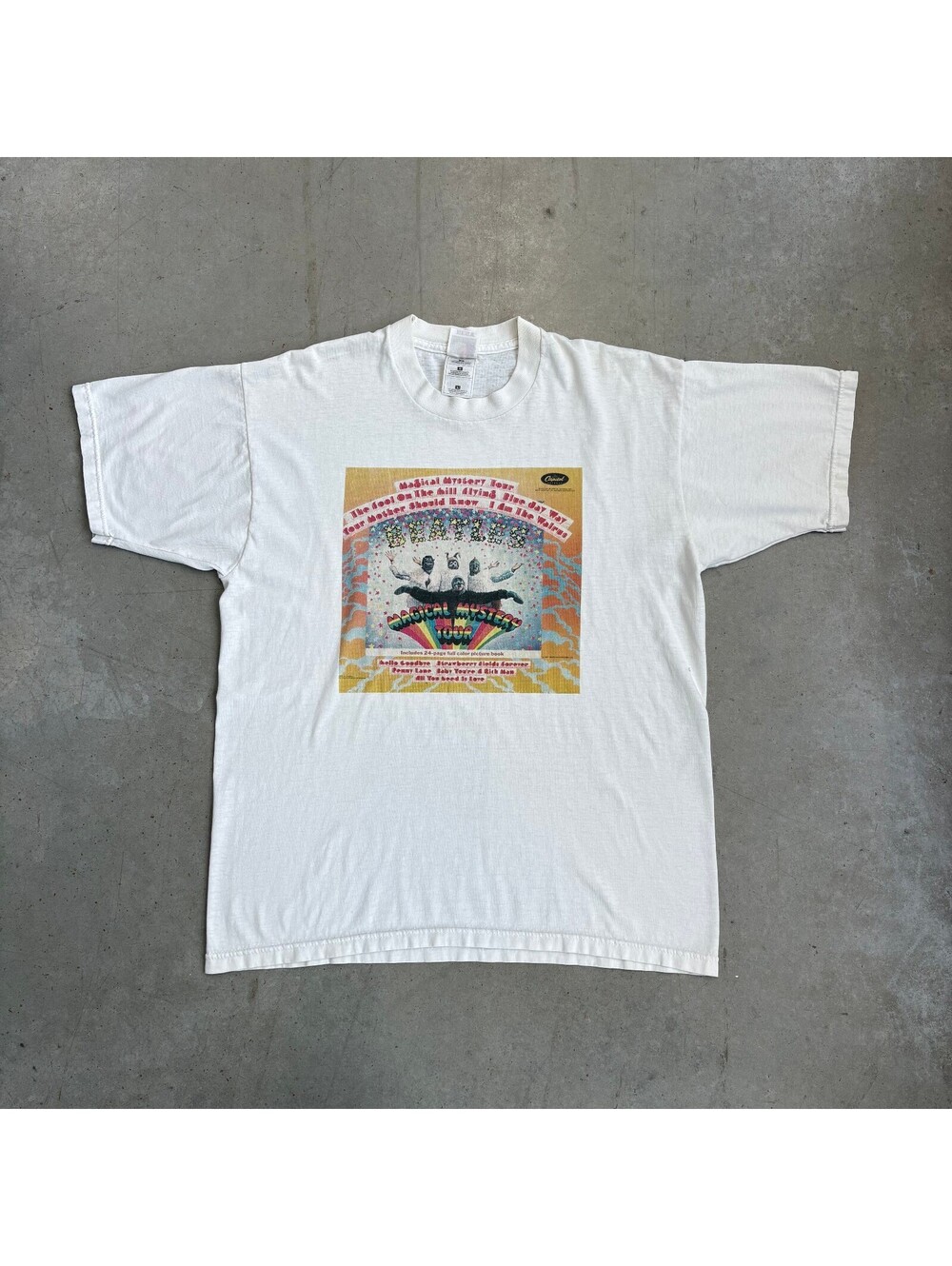 Vintage 90s The Beatles "Magic Mystery Tour" Band T-Shirt Large White